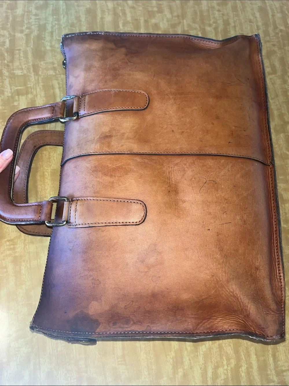 Source Unknown Tan Leather Briefcase - Classic Men’s Carryall